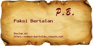 Paksi Bertalan névjegykártya